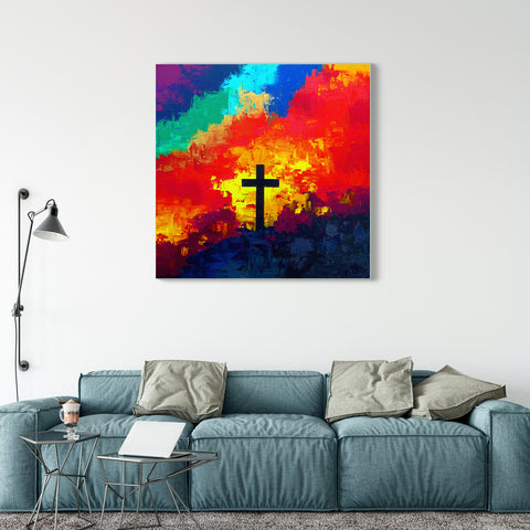 Realistic Modern Jesus Paintings - Cross-Cloud Oil Texture Painting