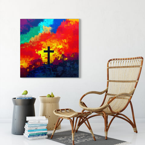 Realistic Modern Jesus Paintings - Cross-Cloud Oil Texture Painting