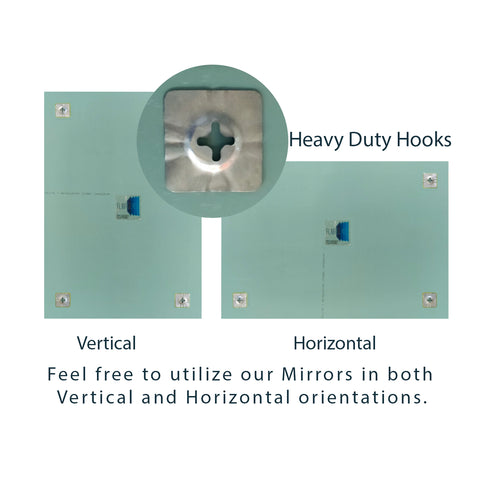 Frameless Rectangular Basic Bathroom Mirror with PREFIXED Strong Steel Hooks for WALLMOUNT