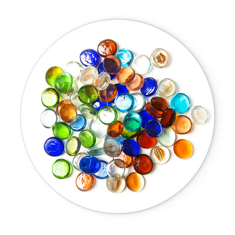 Digital Glass Prints: Round Multicolor Stones Mosaic Paintings