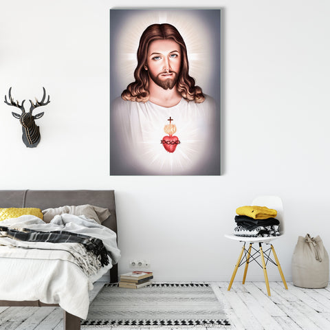 The Beautiful Sacred Heart Jesus Christ Glass Wall Paintings