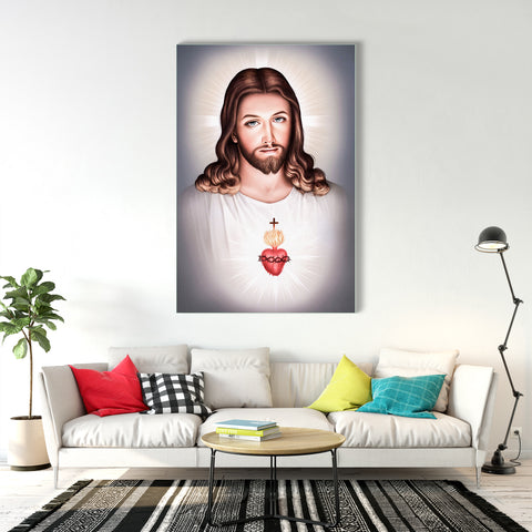 The Beautiful Sacred Heart Jesus Christ Glass Wall Paintings