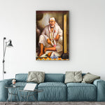 Frameless Beautiful Sai Baba Dwarika Glass Wall Painting