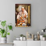 Frameless Beautiful Sai Baba Dwarika Glass Wall Painting
