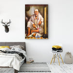 Frameless Beautiful Sai Baba Dwarika Glass Wall Painting