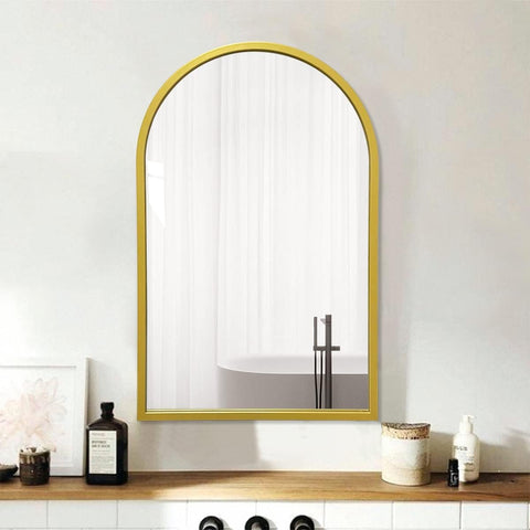 Semi Rectangular Golden Framed Mirror