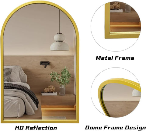 Semi Rectangular Golden Framed Mirror