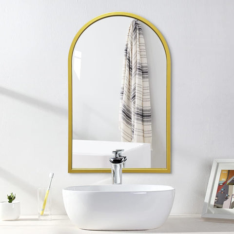 Semi Rectangular Golden Framed Mirror