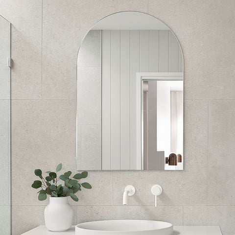 Semi-Round Rectangular Mirror for Bathroom Frameless