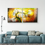Beautiful Multiple Frame Colorful Wall Painting for Living Room: Shaded Tree