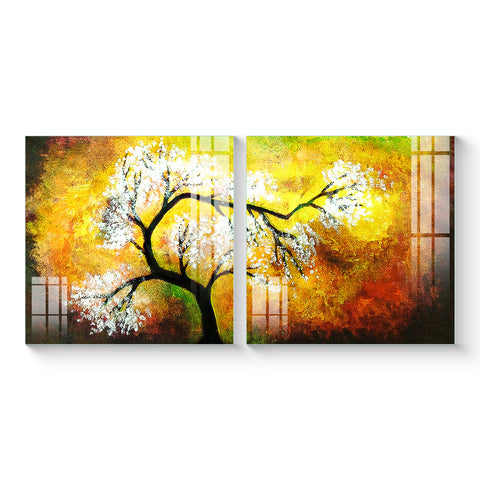 Beautiful Multiple Frame Colorful Wall Painting for Living Room: Shaded Tree