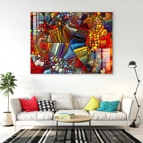 Digital Glass Prints: Shades of Serenity Mosaic Art Paintings