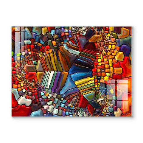 Digital Glass Prints: Shades of Serenity Mosaic Art Paintings