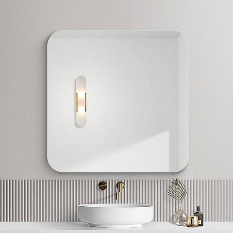 Frameless Square Mirror with Curve Edges for Living Room & Bathroom