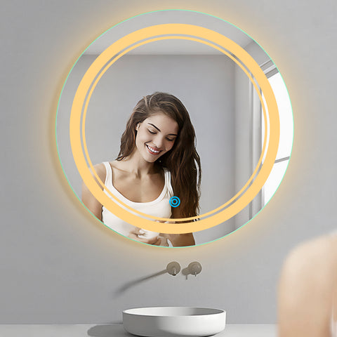 Sun Disc Duo Edged - LED Bathroom Mirror - Warm White Light - Round