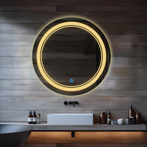 Sun Disc Duo Edged - LED Bathroom Mirror - Warm White Light - Round