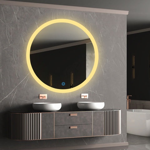 Sun Disc Edged Glow-Round LED Mirror