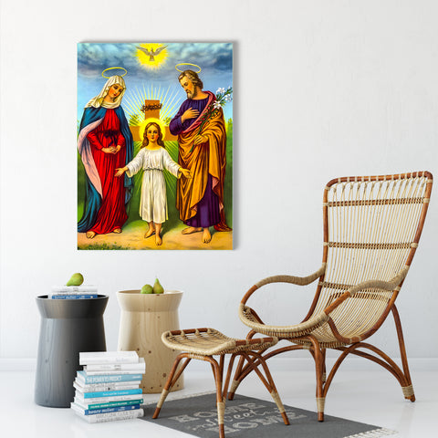 The Holy Family Modern Art Glass Wall Painting