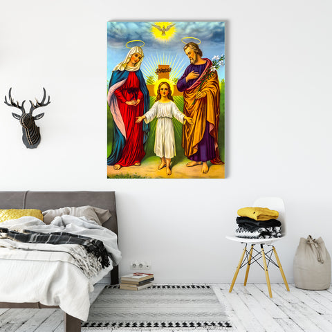 The Holy Family Modern Art Glass Wall Painting