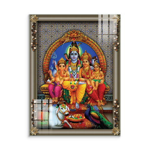 Lord Shiva and Ganesha Glass Wall Paintings