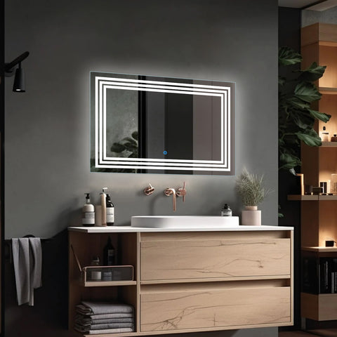 Trio Connect Moon Strip - Rectangular LED Bathroom Mirror - Natural White Light