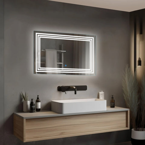 Trio Connect Moon Strip - Rectangular LED Bathroom Mirror - Natural White Light