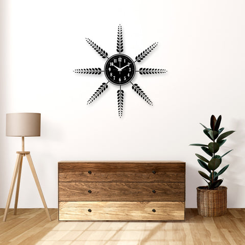 Matte Black Leaf Analog Clock