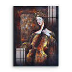 Frameless Beautiful Wall Painting for Home: Woman with Violin Art Glass Painting