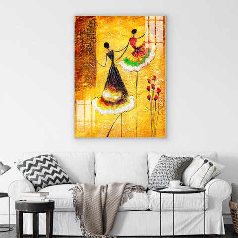 Frameless Beautiful Wall Painting for Home: Classical Dancing Colourful Abstract Oil Painting