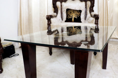 Rectangular Clear Glass Coffee table Top - Step smooth Edged