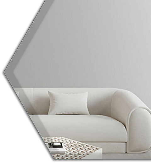 Frameless Hexagonal Beveled Mirror For Living & Bathroom Wall