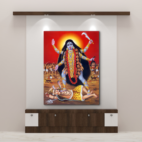 Lord Shiva and Maa Kali Glass Wall Paintings