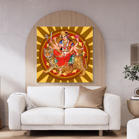Frameless Beautiful Wall Painting for Home: Maa Durga Glass Wall Paintings