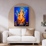 Frameless Goddess Durga Glass Wall Painting for Home