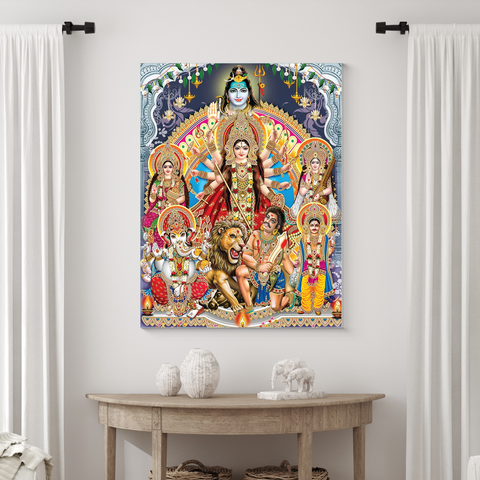 Frameless Beautiful Wall Painting for Home: Maa Durga Pandal