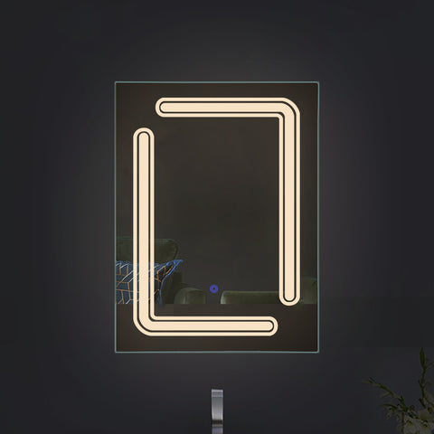 Asymmetry Illuminated edge Glow - Rectangular LED Mirror for Bathroom -Dual-Color