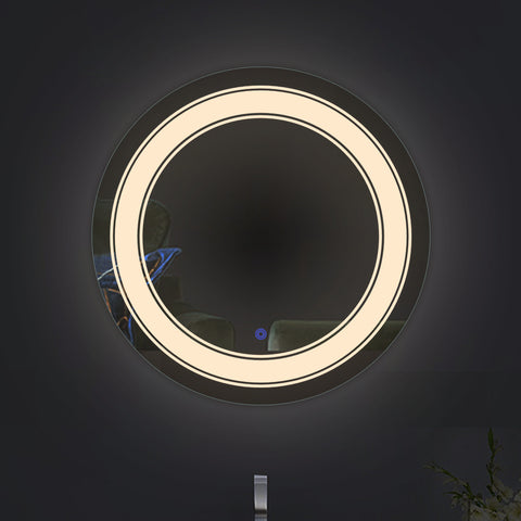 Trio Edged Glow - LED Round Bathroom Mirror - Dual color