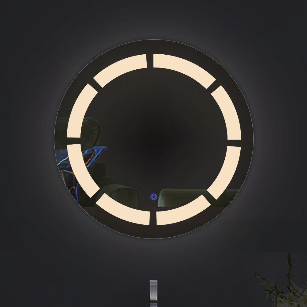 Disc Blocks Glow - LED Round Bathroom Mirror - Dual-Color