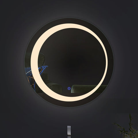 Illuminated Edged Round Glow - LED Round Bathroom Mirror - Dual-Color