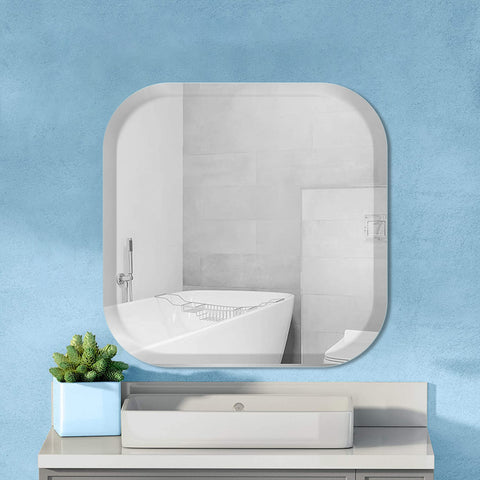 Frameless Curved Edge Square Beveled Mirror For living & Bathroom