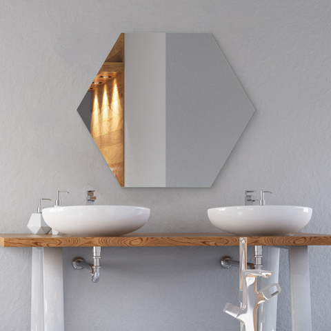 Frameless Hexagonal Mirror for Bathroom Wall
