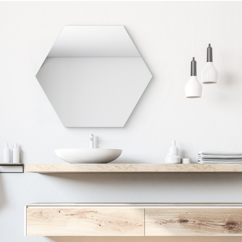 Frameless Hexagonal Mirror for Bathroom Wall