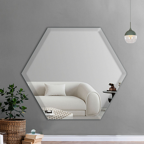 Frameless Hexagonal Bevelled Mirror For Living & Bathroom.