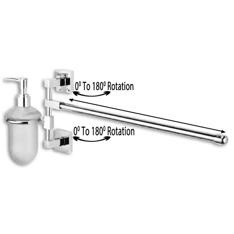 Flair Towel BAR & Glass SOAP Dispenser Set with Brass Fittings (Supreme)