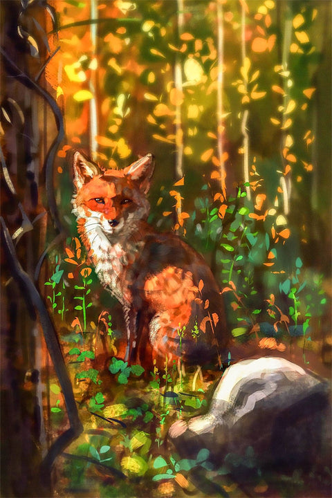 Frameless Beautiful Wall Painting for Home: Modern Wildlife Fox