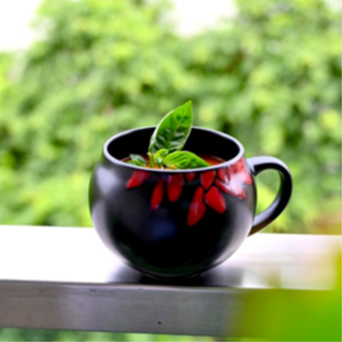 PORCELAIN 4 Pcs Mug Set Red+Black-300ml