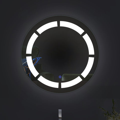 Disc Blocks Glow - LED Round Bathroom Mirror - Dual-Color