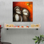Frameless Radha-Krishna-Thinking-Glass Wall Art