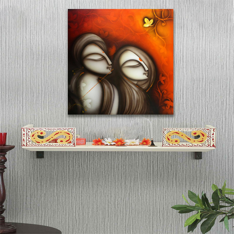 Frameless Radha-Krishna-Thinking-Glass Wall Art