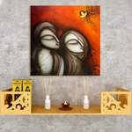 Frameless Radha-Krishna-Thinking-Glass Wall Art